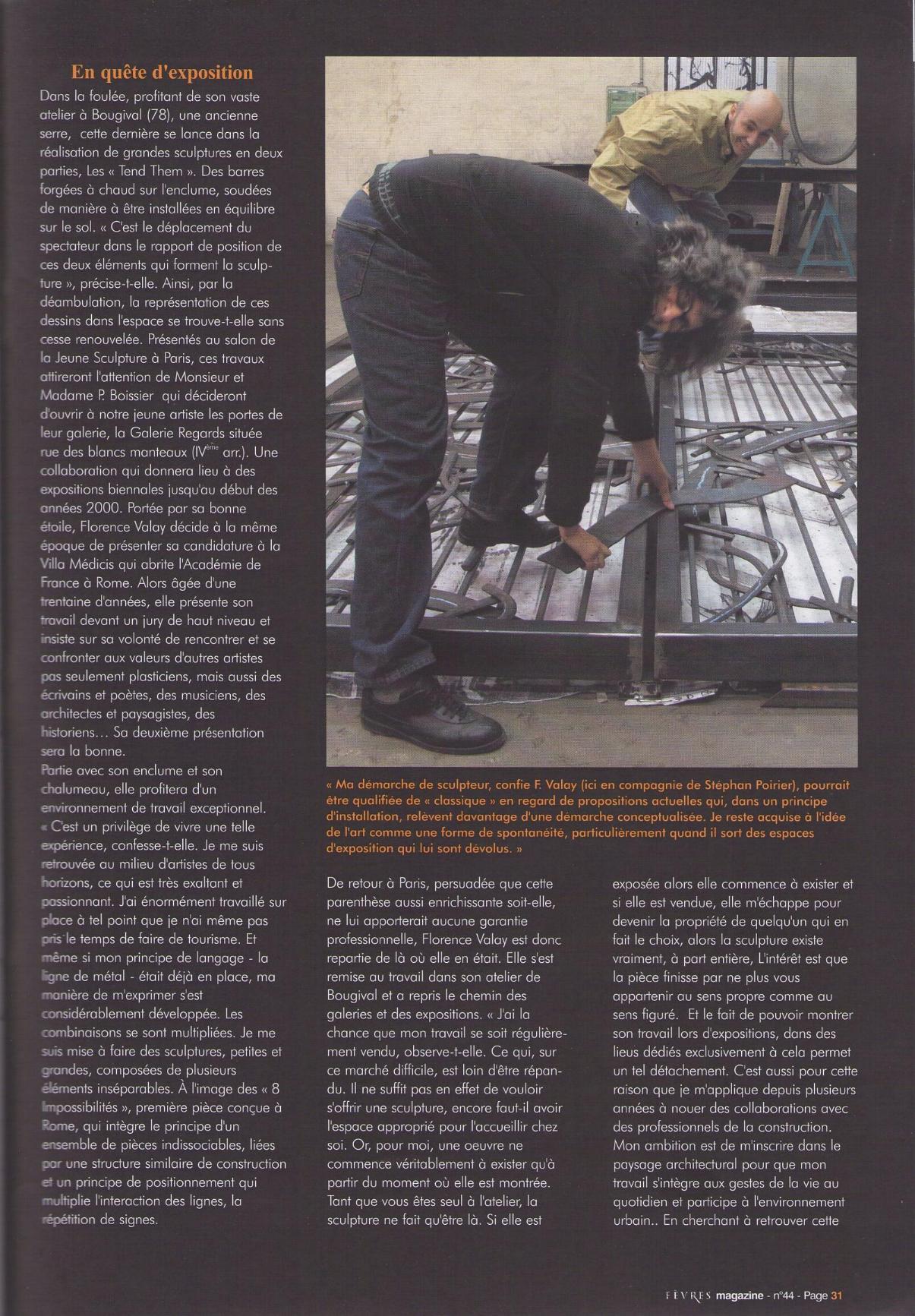 Florence Valay artiste - Stephan Poirier ferronnier