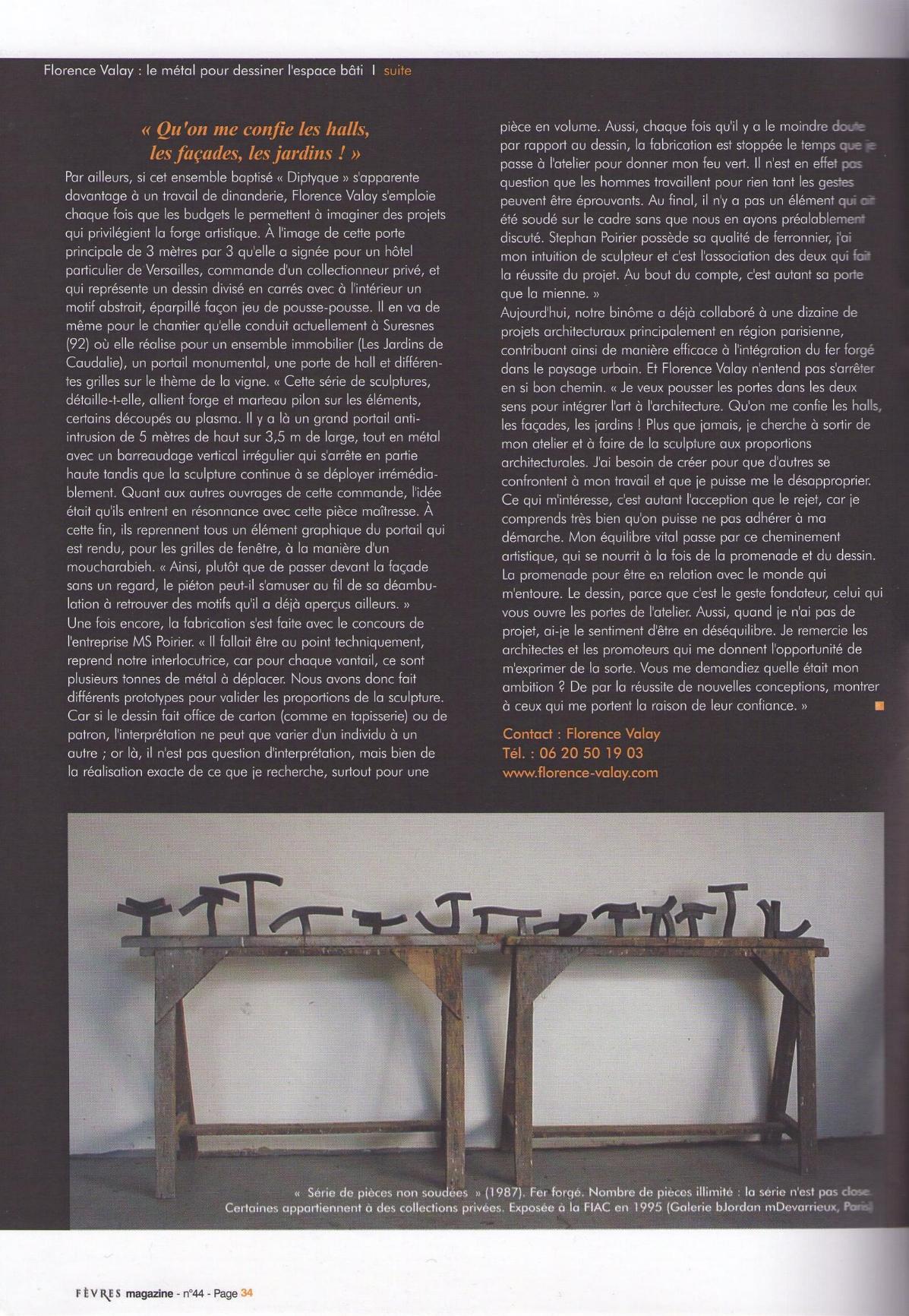 Florence Valay artiste - Stephan Poirier ferronnier